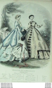 Mode Magasin des demoiselles 1865 #  5 Gravure originale aquarellee - Picture 1 of 1