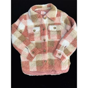 Preppy Wonder Nation Girls Plaid Shacket Sherpa Jacket Size 7 8 Warm Cute - Picture 1 of 7