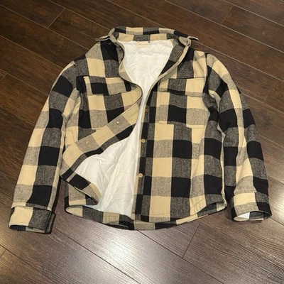 Chaqueta de franela Fear Of God 2019 sexta colección para hombre talla L crema negra a cuadros Foto 1 de 4