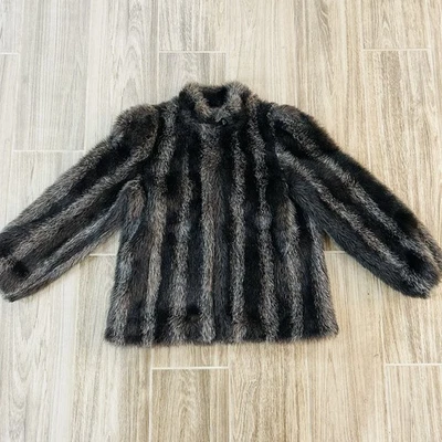 Vintage 1980s Jordache Women's Size 11/12 Large Brown Faux Fur Coat Full Zip USA - Image 1 of 4