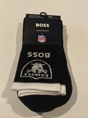 Hugo Boss X NFL Las Vegas Raiders Crew Socks Mens Lrg 7-13 2Pk 1 Radiers 1 Boss - Image 1 of 4