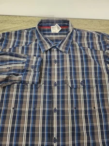 The North Face Plaid Button-Up Shirt Men's Large Long Sleeve Blue Gray Outdoors - Picture 1 of 7