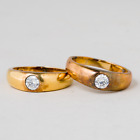 Paar Ringe Weiße Steine vergoldet 925er Silber 7,5 g Größe 59 (18,8 mm Ø)