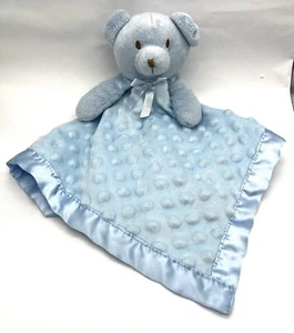Manta de bebé de seguridad azul oso de peluche Minky Dot satinado Lovey - Imagen 1 de 5