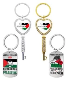 Palestine Flag Freedom, Justice & Equality Key Keyrings - Picture 1 of 5