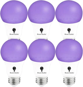 6 Pack LED Black Light Bulb, 9W A19 E26 Blacklight Bulb Level 385-400Nm, Body Pa - Picture 1 of 12