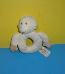 6" Miyim Simply Organic Monkey Plush Stuffed Rattle Ring - Afbeelding 1 van 2
