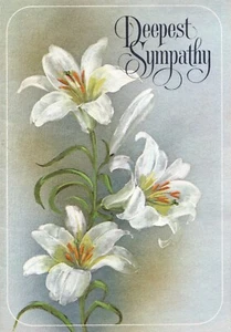 Religious Vintage DEEPEST SYMPATHY Card, Lily Flower — Coronation Collection +✉ - Picture 1 of 6