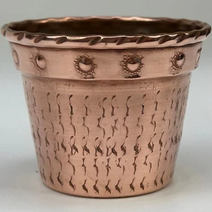 Vintage French Embossed Pattern Copper Tiny Plant Pot Ornament Engraved Goardere - Picture 1 of 20
