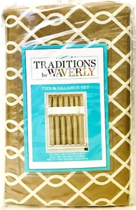 Traditions By Waverly Ellis Natural Classic 100% Polyester Tier & Valance Set - Picture 1 of 2