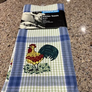 3 Vintage  Rooster Print Cotton Kitchen Towels 18”X 27” - Picture 1 of 6