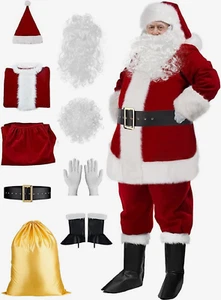 NEW $115 SIZE M/XL PROFESSIONAL DELUXE SANTA SUIT COMPLETE OUTFIT WINE RED - Picture 1 of 8