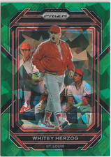2023 PANINI PRIZM WHITEY HERZOG #276 GREEN CRACKED ICE ST. LOUIS CARDINALS