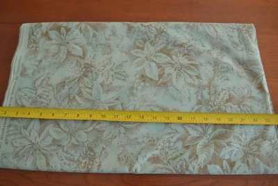 By 1/2 Yd, Brown Poinsettias on Sea-Green Cotton, Moda/Woodland Holiday, M8402 - Image 1 of 4