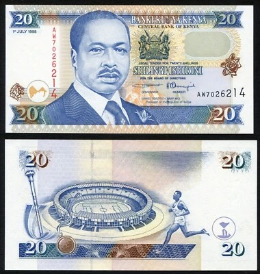 Kenia 20 chelines 1998.07.01. President Arap Moi P35c prefijo AW UNC Foto 1 de 4
