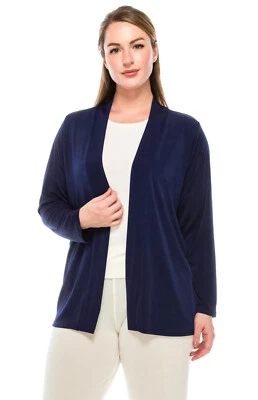 JOSTAR CARDIGAN DRAPE JACKET Poly Spandex SLINKY KNIT Navy TRAVEL S M L XL 2X 3X - Image 1 of 4