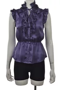 Lapis Damen Top Größe S Lila Rüschen Bluse Karriere Ärmellos Shirt - Bild 1 von 4