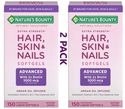 Nature's Bounty Optimal Solutions Hair Skin Nails Extra Strength Biotin 2 PACK - Image 1 of 4