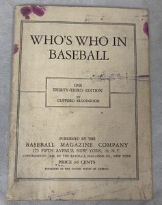 Who’s who in Baseball 33rd Edition 1948. Clifford Bloodgood Baseball Magazine co - Picture 1 of 7