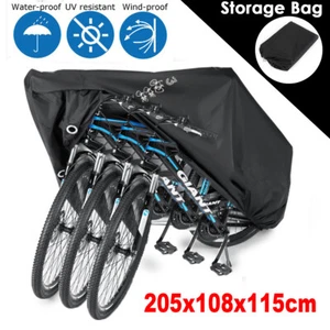 Black Waterproof Bike Bicycle Cover Rain UV Protector Dustproof For 2-3 Bikes US - Picture 1 of 11