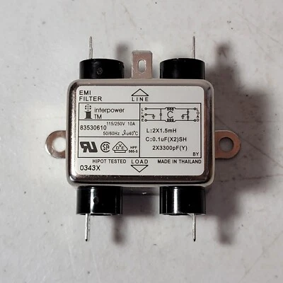 Interpower RFI/EMI Filter 83530610 115/250v 10A - Image 1 of 4