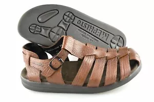 Men's MEPHISTO 'Sam' Brown Leather Fisherman Sandals Size US 12 EUR 46 - Picture 1 of 6