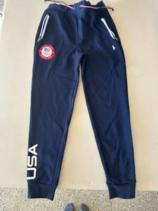 Polo Ralph Lauren Joggers Boys 8 Blue USA Olympics Tapered Preppy Drawstring NWT - Picture 1 of 3