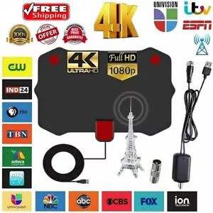 5600 Miles Range TV Antenna Digital HD Antena Indoor HDTV 1080P 4K 13ft Cable US - Picture 1 of 10