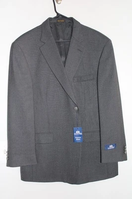 NEW DARK GRAY STAFFORD METAL BUTTON HOPSACK BLAZER JACKET sz 46R sport coat NWT - Image 1 of 4