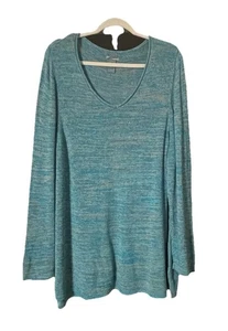 Suéter New Directions Weekend para mujer 3X Space Dye azul verde - Imagen 1 de 9
