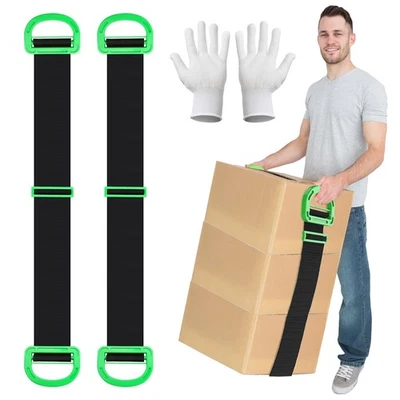 2 PCS Schwerlast Transportgurt Tragegurte Umzug und Zwei Paar WeißE Antirutsc... - Bild 1 von 4