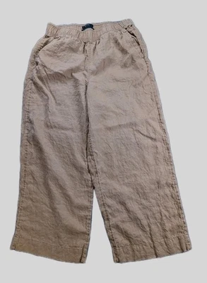Tahari Pants Womens Small Beige  Linen Wide Leg Pull On High Rise Elastic Waist - Image 1 of 4