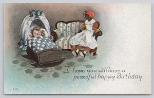 Tarjeta postal de felicitación I Hope You Will Have a Peaceful Happy Birthday Baby in Cradle - Imagen 1 de 2