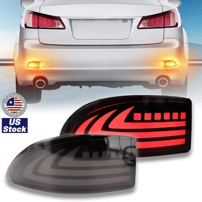 LED Rear Reflector Brake Tail Light Turn Signal DRL Smoked For Lexus IS250 06-13 - Image 1 of 4