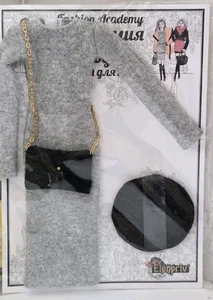 Elenpriv Outfit Gray Dress With Hat & Purse for Poppy and NuFace Dolls Russia - Bild 1 von 9