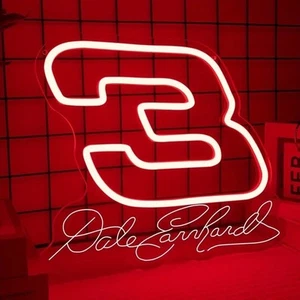 Nascar #3 Dale Earnhardt Racing Acrylic 12.9"x10.7" Neon Light Lamp Sign - Picture 1 of 3