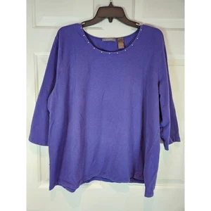 Women's sz 3X Purple 3/4 Sleeved T Shirt by Liz Claiborne Neckline Details - Picture 1 of 6