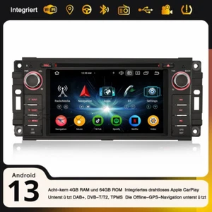 Android 13 DAB+ Autoradio Jeep Compass Wrangler Chrysler 300C Dodge Carplay Navi - Bild 1 von 24
