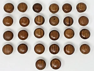 Vtg Lot of 26 Round Wood Drawer Cabinet Knobs Pulls Mushroom 1 1/2" w 1" Screws - Picture 1 of 10