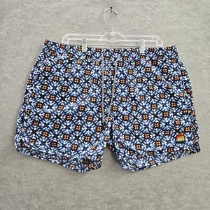 Scotch & Soda Men Swimwear XL Blue Trunks Nylon Logo Patch Pockets Drawstring - Picture 1 of 13