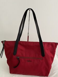 Cole Haan Parker Red Nylon Black Leather Trim Tote Shoulder Handbag