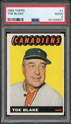 1965-66 TOPPS TOE BLAKE PSA 2 MONTREAL CANADIENS #1 GH01 Hockey NHL Coach - Image 1 of 2