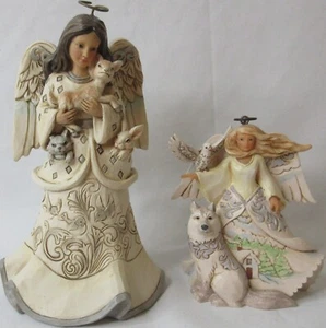 Lot of 2 Jim Shore Angels Creature Comforts & In Wind And Snow Wonder Does Grow - Picture 1 of 14
