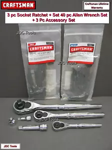 CRAFTSMAN HAND TOOLS 3pc 1/4 3/8 1/2 FULL POLISH Ratchet socket wrench set - Bild 1 von 10