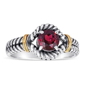 Anillo de oro y plata esterlina de 14 quilates con granate - Imagen 1 de 1