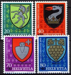 Switzerland 1979, Pro Juventute, Municipal coats of arms II set MNH, Mi 1165-68 - Picture 1 of 1