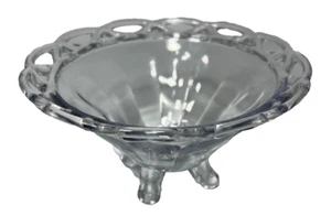 7" 4-Toed Footed Bowl Crocheted Crystal by IMPERIAL GLASS-OHIO - Picture 1 of 6