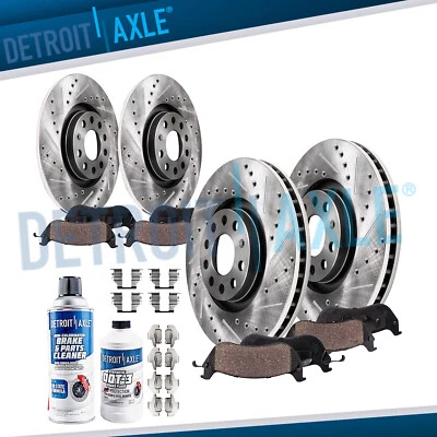 Front Rear DRILLED Rotors Ceramic Brake Pads for VW GTI Jetta Audi A3 Quattro - Image 1 of 4