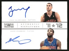 2012-13 National Treasures 11 vs. 12 Signatures Silver #66 A Drummond/Jonas/25