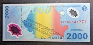 1999 BANK OF ROMANIA 2000 LEI MILLENIUM SOLAR ECLIPSE POLYMER BANKNOTE - Picture 1 of 2